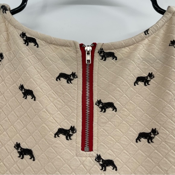 ART & SOUL French Bulldog Motif Lightweight Quilted Long Sleeve Zipped Back Top - Picture 5 of 8